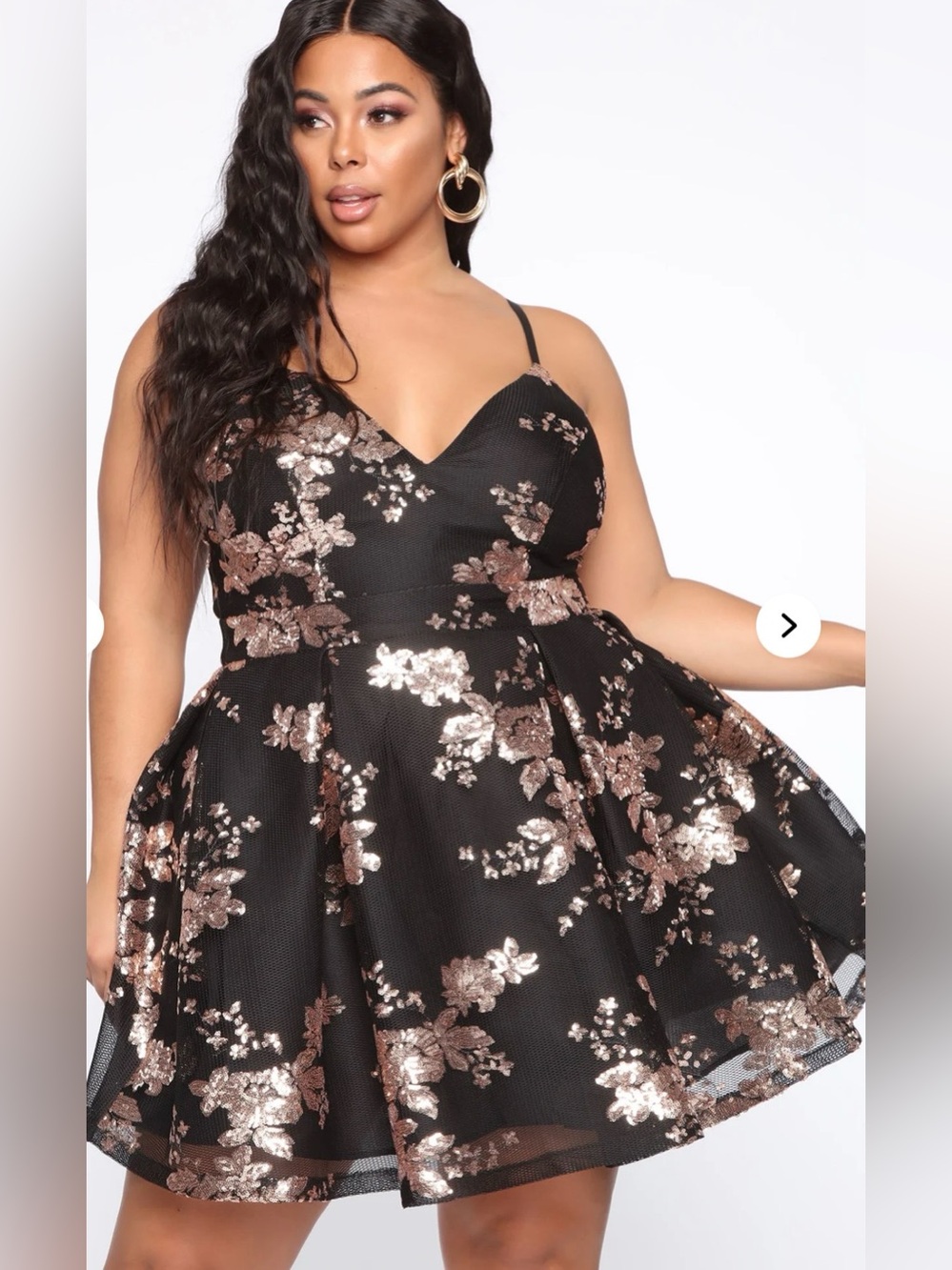 Fashion Nova Farrah fit and flare mini Dress with Rose Gold Sequin Floral 2X - Picture 2 of 15